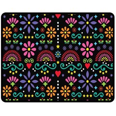 Mexican Folk Art Seamless Pattern Colorful Fleece Blanket (medium)