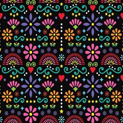 Mexican Folk Art Seamless Pattern Colorful Play Mat (square)