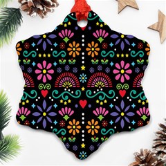 Mexican Folk Art Seamless Pattern Colorful Ornament (snowflake)