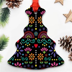 Mexican Folk Art Seamless Pattern Colorful Christmas Tree Ornament (two Sides) by Paksenen