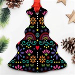 Mexican Folk Art Seamless Pattern Colorful Christmas Tree Ornament (Two Sides) Front