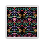 Mexican Folk Art Seamless Pattern Colorful Memory Card Reader (Square) Front