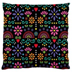 Mexican Folk Art Seamless Pattern Colorful Large Cushion Case (two Sides)