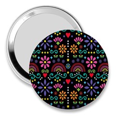 Mexican Folk Art Seamless Pattern Colorful 3  Handbag Mirrors