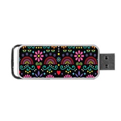 Mexican Folk Art Seamless Pattern Colorful Portable Usb Flash (one Side)