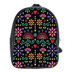 Mexican Folk Art Seamless Pattern Colorful School Bag (xl) by Paksenen