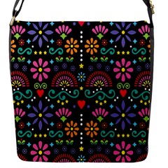 Mexican Folk Art Seamless Pattern Colorful Flap Closure Messenger Bag (s)