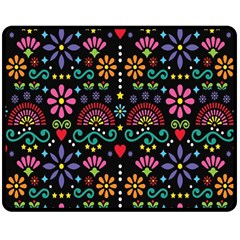 Mexican Folk Art Seamless Pattern Colorful Two Sides Fleece Blanket (medium)