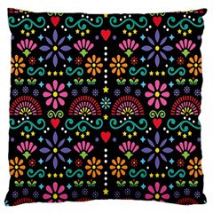 Mexican Folk Art Seamless Pattern Colorful Standard Premium Plush Fleece Cushion Case (two Sides) by Paksenen