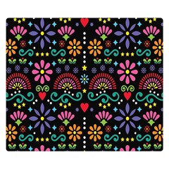 Mexican Folk Art Seamless Pattern Colorful Two Sides Premium Plush Fleece Blanket (kids Size)