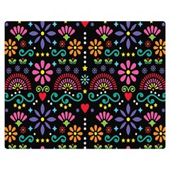 Mexican Folk Art Seamless Pattern Colorful Two Sides Premium Plush Fleece Blanket (teen Size)