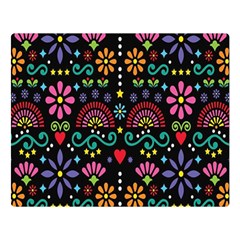 Mexican Folk Art Seamless Pattern Colorful Two Sides Premium Plush Fleece Blanket (large)