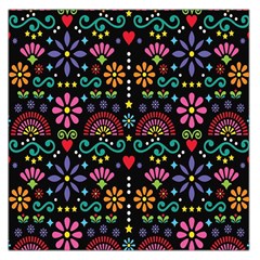 Mexican Folk Art Seamless Pattern Colorful Square Satin Scarf (36  X 36 ) by Paksenen