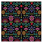 Mexican Folk Art Seamless Pattern Colorful Square Satin Scarf (36  x 36 ) Front