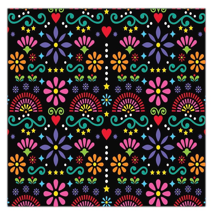 Mexican Folk Art Seamless Pattern Colorful Square Satin Scarf (36  x 36 )