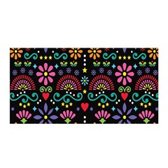 Mexican Folk Art Seamless Pattern Colorful Satin Wrap 35  X 70 