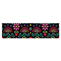 Mexican Folk Art Seamless Pattern Colorful Oblong Satin Scarf (16  X 60 )