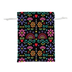 Mexican Folk Art Seamless Pattern Colorful Lightweight Drawstring Pouch (m)