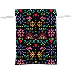 Mexican Folk Art Seamless Pattern Colorful Lightweight Drawstring Pouch (xl) by Paksenen