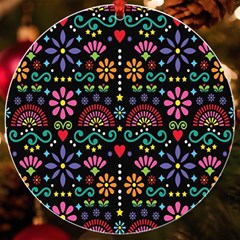 Mexican Folk Art Seamless Pattern Colorful Uv Print Acrylic Ornament Round