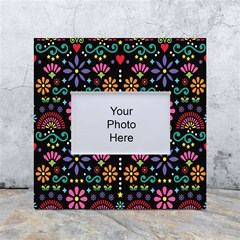 Mexican Folk Art Seamless Pattern Colorful White Box Photo Frame 4  X 6 