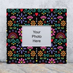 Mexican Folk Art Seamless Pattern Colorful White Wall Photo Frame 5  X 7  by Paksenen