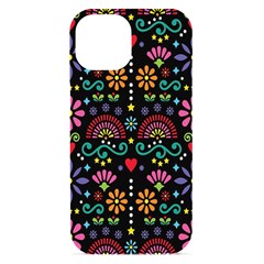 Mexican Folk Art Seamless Pattern Colorful Iphone 15 Black Uv Print Pc Hardshell Case