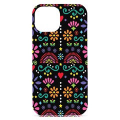 Mexican Folk Art Seamless Pattern Colorful Iphone 15 Plus Black Uv Print Pc Hardshell Case