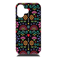 Mexican Folk Art Seamless Pattern Colorful Iphone 16 Black Uv Print Pc Hardshell Case