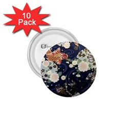 Japanese Wave Koi Illustration Pattern 1 75  Buttons (10 Pack)