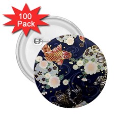 Japanese Wave Koi Illustration Pattern 2 25  Buttons (100 Pack) 