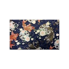 Japanese Wave Koi Illustration Pattern Sticker Rectangular (100 Pack)