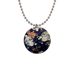 Japanese Wave Koi Illustration Pattern 1  Button Necklace