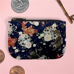 Japanese Wave Koi Illustration Pattern Mini Coin Purse by Ndabl3x