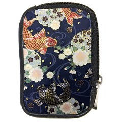 Japanese Wave Koi Illustration Pattern Compact Camera Leather Case