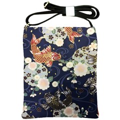 Japanese Wave Koi Illustration Pattern Shoulder Sling Bag