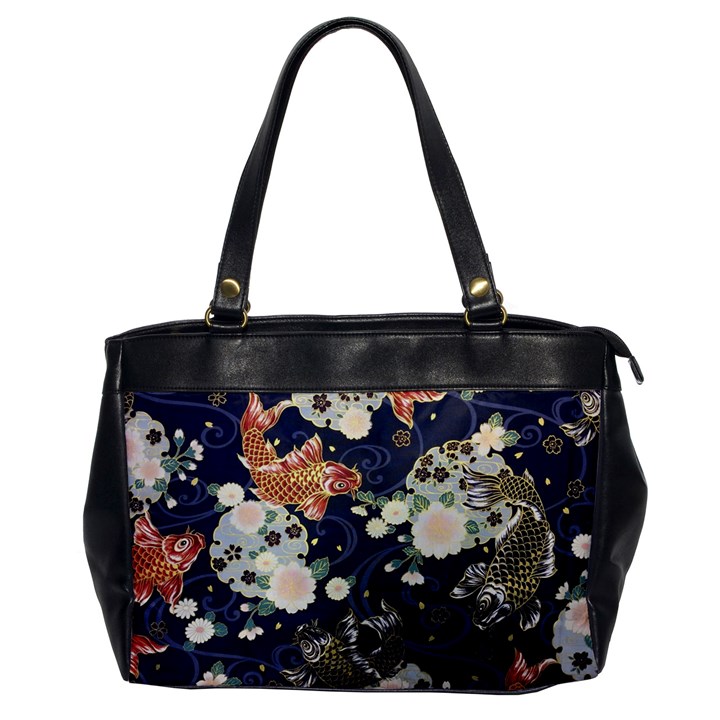 Japanese Wave Koi Illustration Pattern Oversize Office Handbag