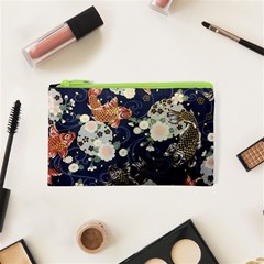 Japanese Wave Koi Illustration Pattern Cosmetic Bag (xs)