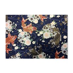 Japanese Wave Koi Illustration Pattern Crystal Sticker (a4)