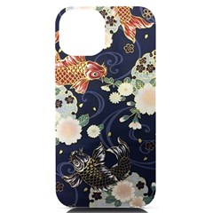 Japanese Wave Koi Illustration Pattern Iphone 14 Black Uv Print Pc Hardshell Case