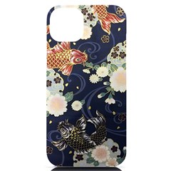 Japanese Wave Koi Illustration Pattern Iphone 14 Plus Black Uv Print Pc Hardshell Case