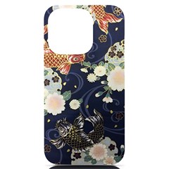 Japanese Wave Koi Illustration Pattern Iphone 14 Pro Black Uv Print Pc Hardshell Case