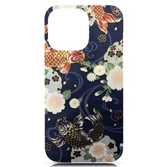 Japanese Wave Koi Illustration Pattern Iphone 14 Pro Max Black Uv Print Pc Hardshell Case