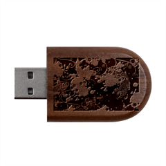 Japanese Wave Koi Illustration Pattern Wood Oval Usb Flash Drive