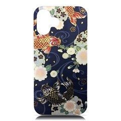 Japanese Wave Koi Illustration Pattern Iphone 16 Plus Black Uv Print Pc Hardshell Case by Ndabl3x