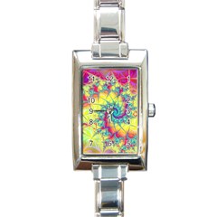 Fractal Spiral Abstract Background Vortex Yellow Rectangle Italian Charm Watch