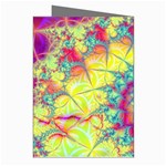 Fractal Spiral Abstract Background Vortex Yellow Greeting Cards (Pkg of 8) Right