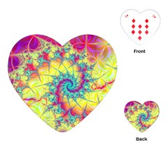 Fractal Spiral Abstract Background Vortex Yellow Playing Cards Single Design (heart)