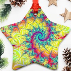 Fractal Spiral Abstract Background Vortex Yellow Star Ornament (two Sides)