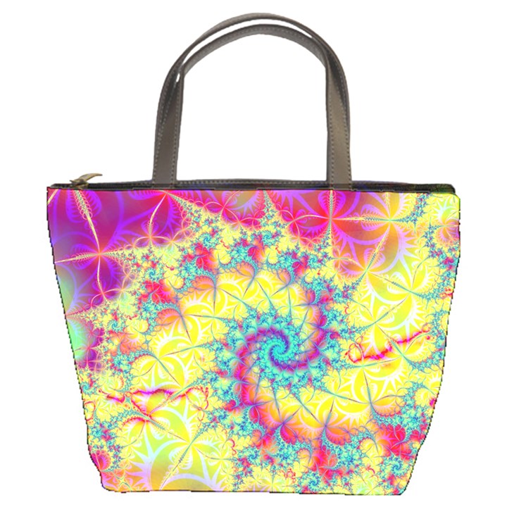 Fractal Spiral Abstract Background Vortex Yellow Bucket Bag